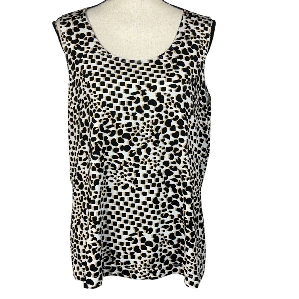 Chico’s SZ 3 (X-Large) Tank Top Cheetah Print Stretch Sleeveless Scoop Neck